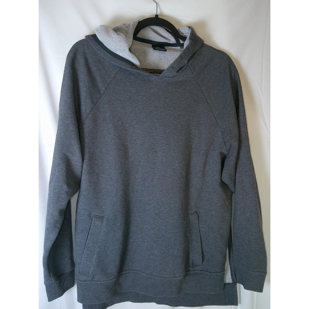 Nike Dri-FIT Mens‎ Large Charcoal Gray Raglan Pullover Hoodie Side Slit Training